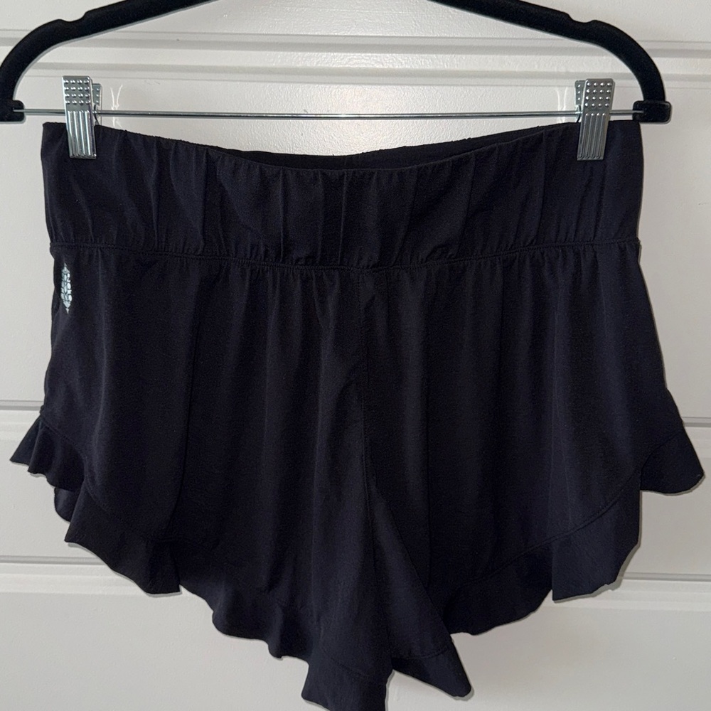 Free People Black Ruffle Hem Shorts